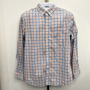 Nautica Classic Fit Blue and Orange Plaid Button Down Shirt